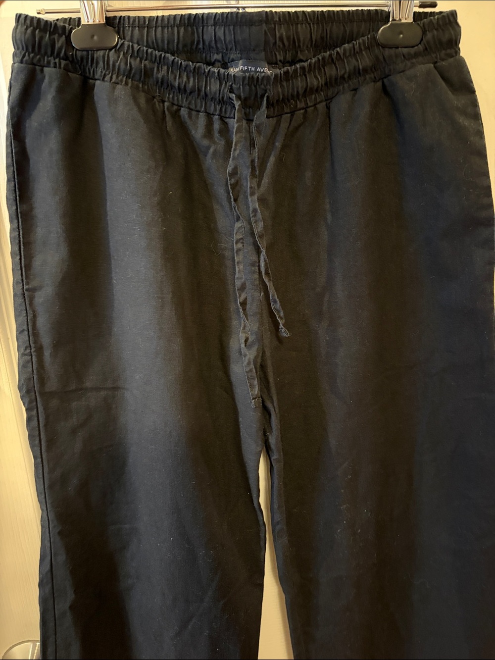 Saks Fifth Avenue Black Linen Straight-Leg Pants